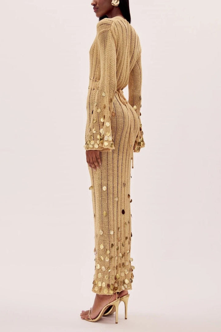 Dolly Gold Knit Maxikjole