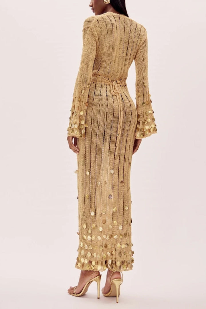 Dolly Gold Knit Maxikjole