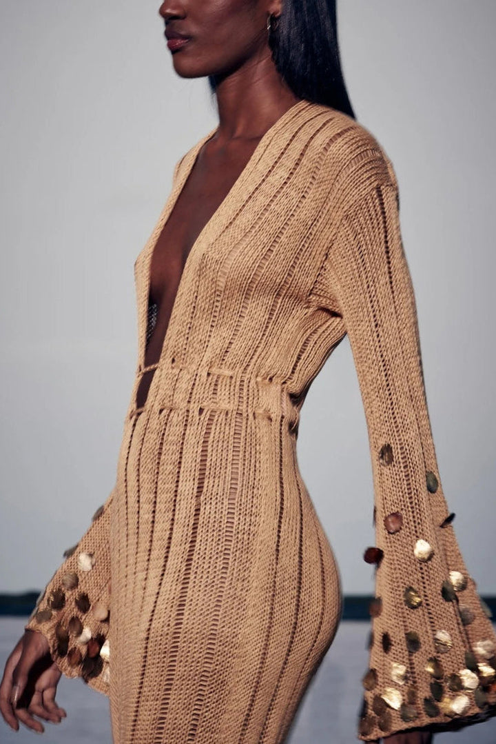 Dolly Gold Knit Maxikjole