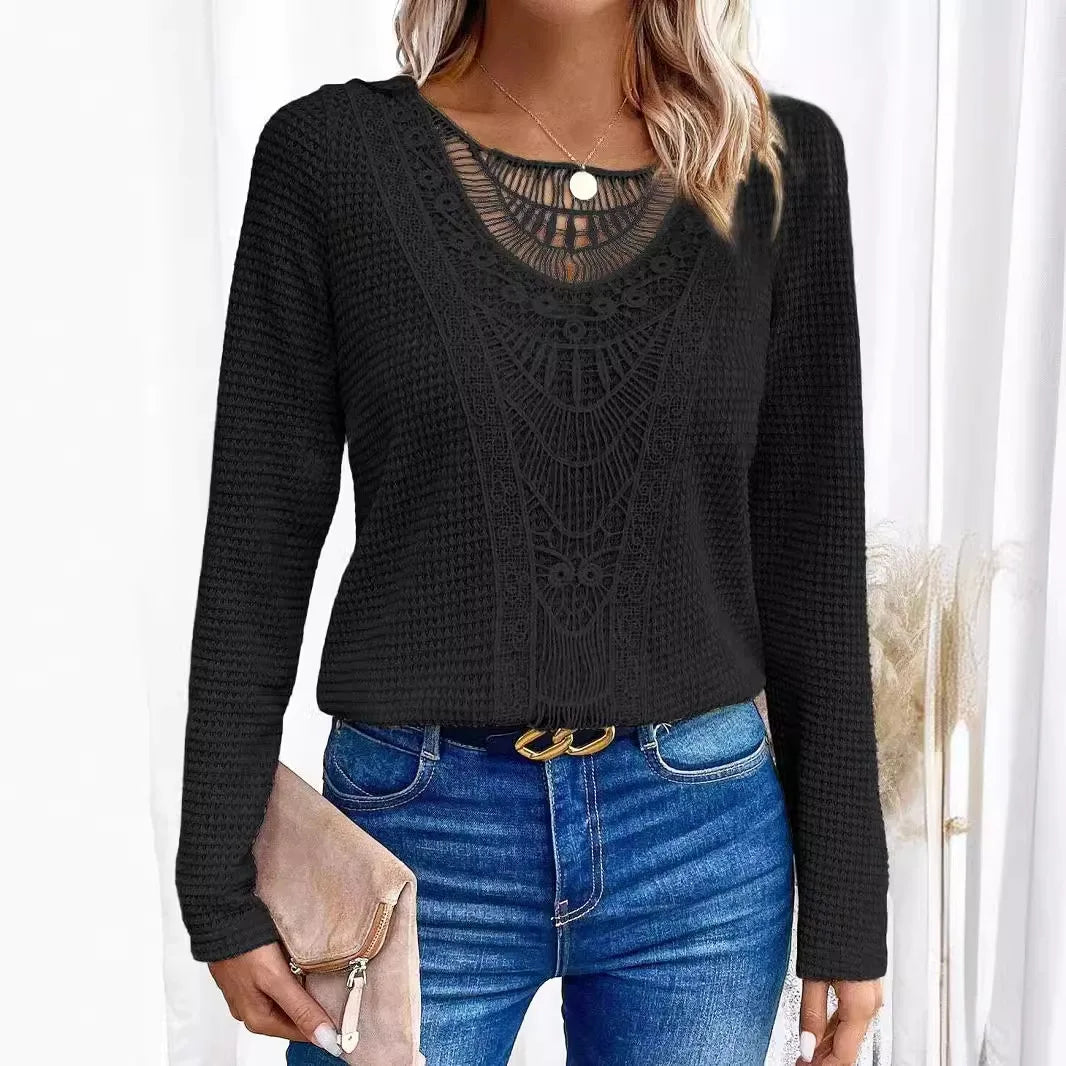 Shade™ | Elegant T-shirt med Rund Hals og Udsnittede Detaljer