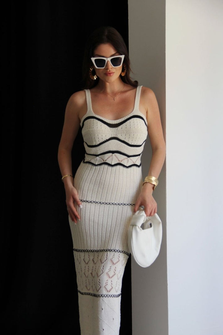 Ferreira Knit Hollow Out Maxi Slit-kjole