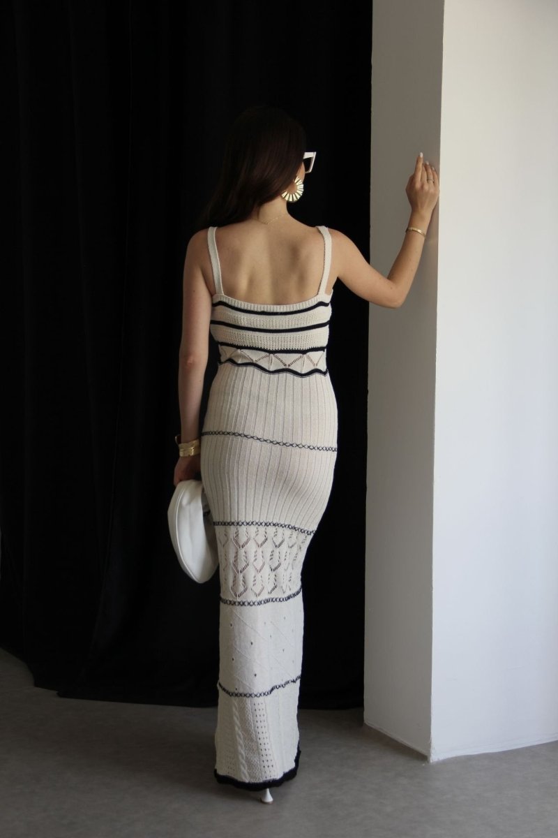 Ferreira Knit Hollow Out Maxi Slit-kjole