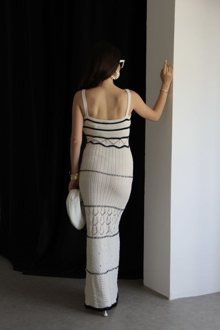 Ferreira Knit Hollow Out Maxi Slit-kjole