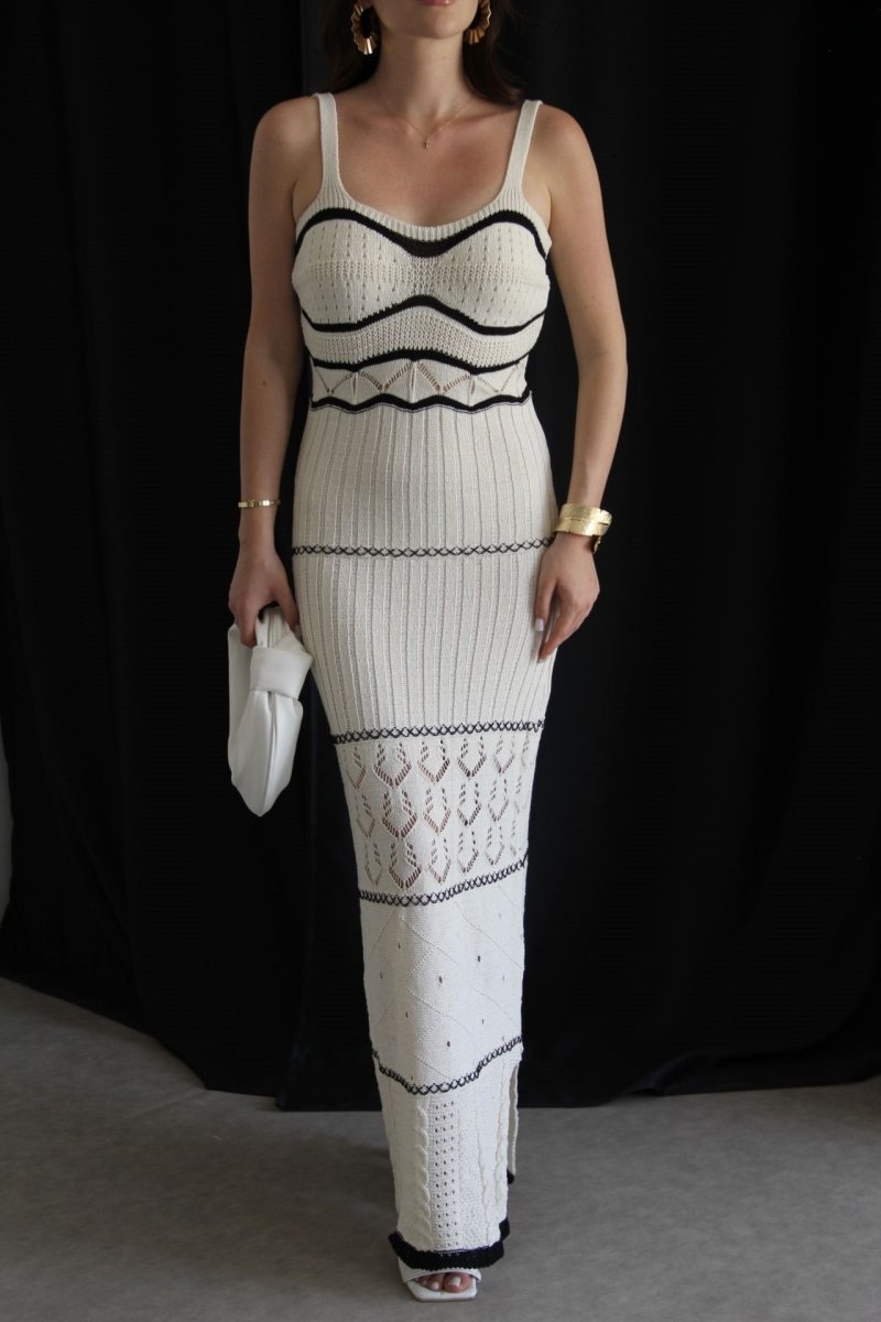 Ferreira Knit Hollow Out Maxi Slit-kjole