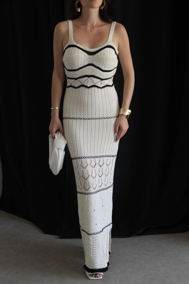Ferreira Knit Hollow Out Maxi Slit-kjole